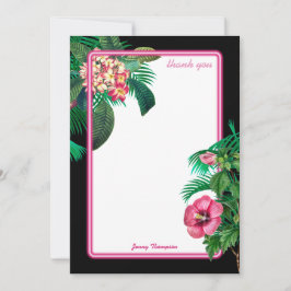 Tarjeta De Agradecimiento Neon Pink Tropical Botanicals
