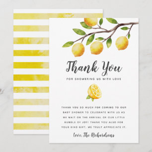 Tarjeta De Agradecimiento Neutral de género de Lemon Baby Shower