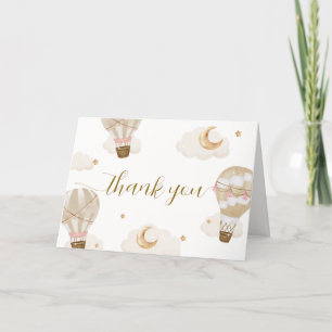 Tarjeta De Agradecimiento Neutral Elegant Boho Hot Air Balloon Baby Shower