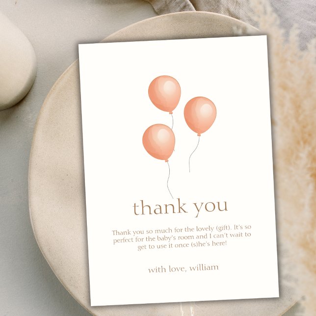 Tarjeta De Agradecimiento Neutral elegante Boho Balloon Baby Shower (Neutral Elegant Boho Balloon Baby Shower Thank You Card)