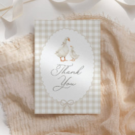 Tarjeta De Agradecimiento Neutral Gingham Silly Goose Baby Shower