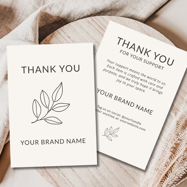Tarjeta De Agradecimiento Neutral Minimalist Botanical Business Handcrafted (Subido por el creador)