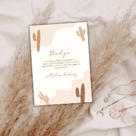 Tarjeta De Agradecimiento Neutral Modern Elegante Boho Cactus Baby Shower