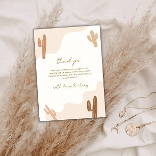 Tarjeta De Agradecimiento Neutral Modern Elegante Boho Cactus Baby Shower