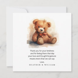 Tarjeta De Agradecimiento Neutral Teddy Bear Baby Shower Thank You