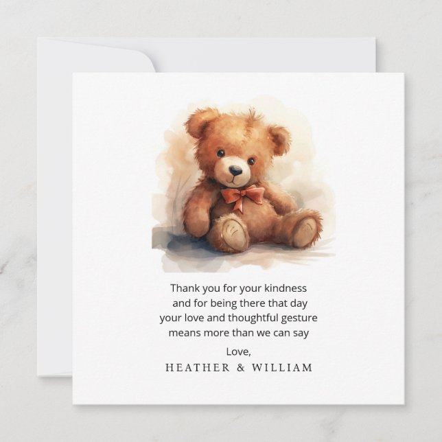 Tarjeta De Agradecimiento Neutral Teddy Bear Baby Shower Thank You (Anverso)