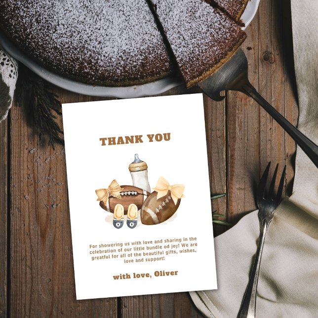 Tarjeta De Agradecimiento Neutral Touchdown Football Sport Boy Baby Shower (Neutral Touchdown Football Sport Boy Baby Shower Thank You Card)
