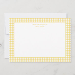 Tarjeta De Agradecimiento Neutralidad de género de gingham amarillo y blanco
