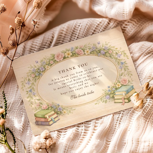 Tarjeta De Agradecimiento New Chapter Garden Books Bridal Shower (Subido por el creador)