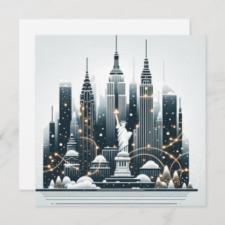Tarjeta De Agradecimiento New York Holiday Elegance - Navidades Personalizab