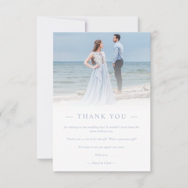 Tarjeta De Agradecimiento Newlyweds Custom Photo Transparency Simple Script (Anverso)