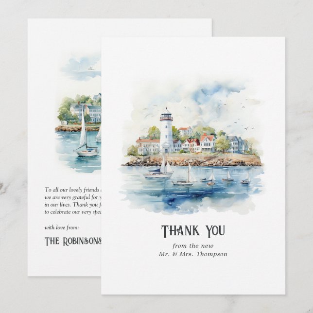 Tarjeta De Agradecimiento Newport, Rhode Island Destination Wedding (Anverso / Reverso)