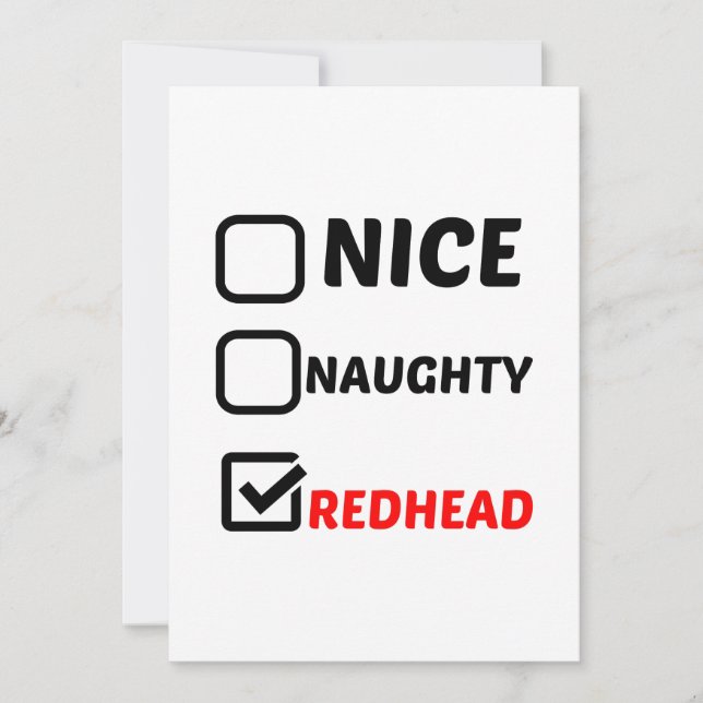 TARJETA DE AGRADECIMIENTO NICE NAUGHTY REDHEAD (Anverso)