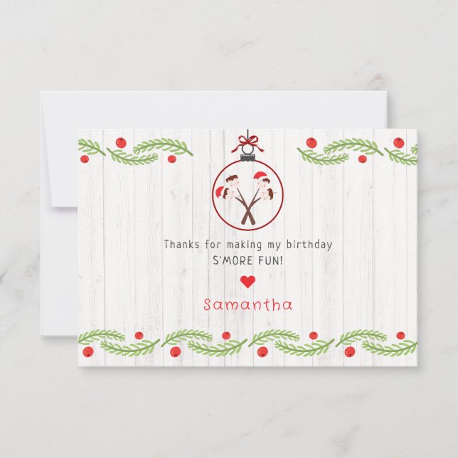 Tarjeta De Agradecimiento Nice S'mores Marshmallows Kids Xmas Birthday Party (Anverso)