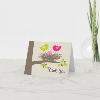Tarjeta De Agradecimiento Nido de pájaro bebé para ducha