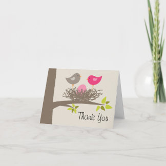 Tarjeta De Agradecimiento Nido de pájaro bebé para ducha