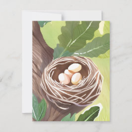 Tarjeta De Agradecimiento Nido de Pájaro | Huevos de Acuarela Naturaleza