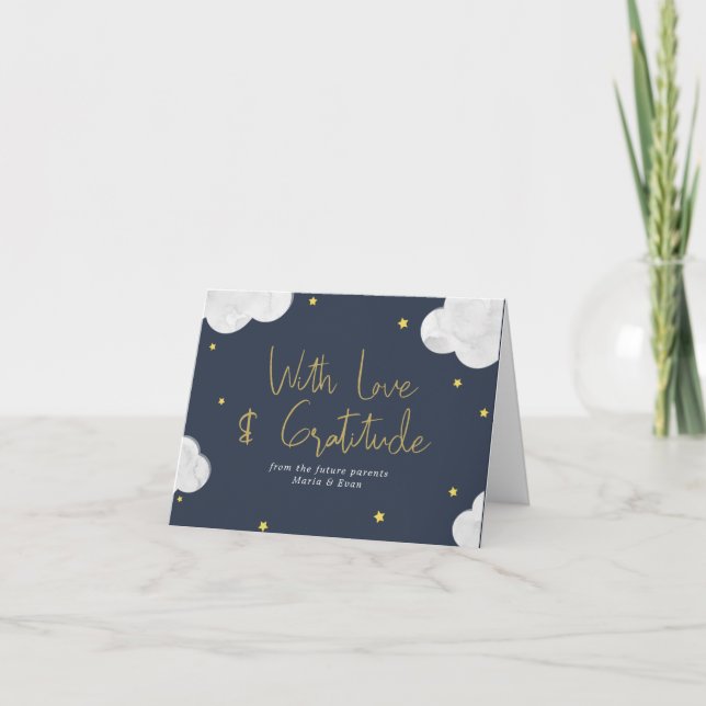 Tarjeta De Agradecimiento Niebla azul oscura Nubes Estrellas Boy Gracias (Anverso)