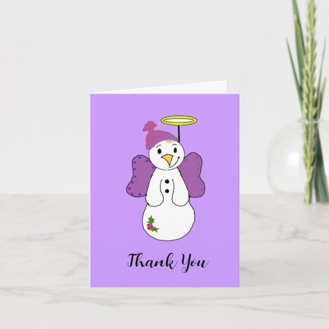 Tarjeta De Agradecimiento Nieve Angel Purple Gracias (Anverso)