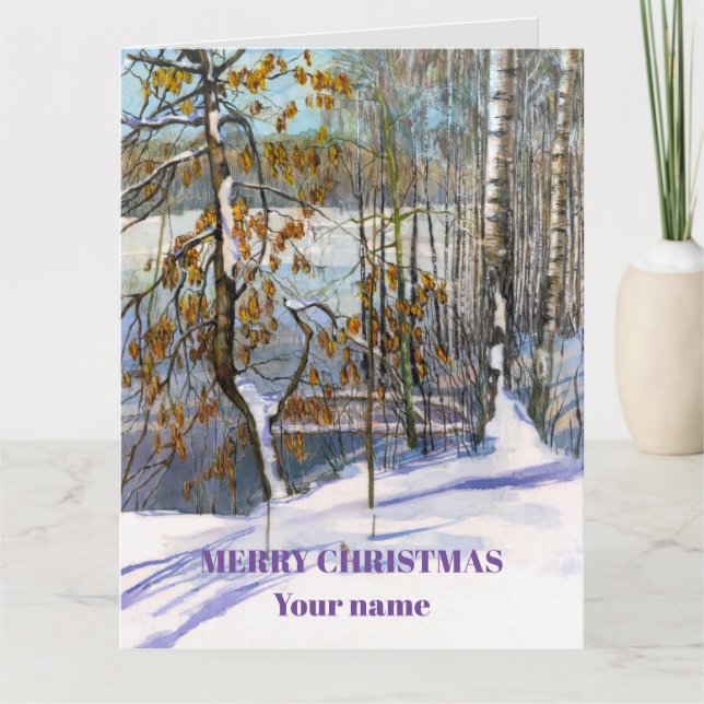 Tarjeta De Agradecimiento Nieve caída Watercolor (Anverso)