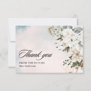 Tarjeta De Agradecimiento Nieve de invierno en amoroso floral blanco Baby Sh
