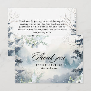 Tarjeta De Agradecimiento Nieve enamorada azul polvoriento Winter Bridal Sho