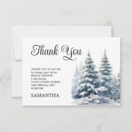 Tarjeta De Agradecimiento Nieve enamorada bosque de pinos de invierno Desped