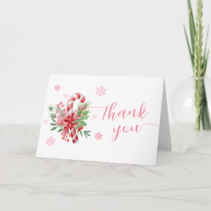 Tarjeta De Agradecimiento Nieve Rosa Festiva Dulce Niña Baby Shower 