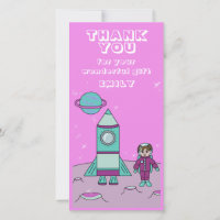 Niña Astronauta Cohete Espacial Rosa Cumpleaños
