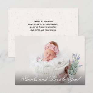 Tarjeta De Agradecimiento Niña Bautizo Acuarela Rosa