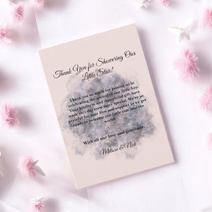 Tarjeta De Agradecimiento Niña con color de agua rosa de Baby Shower celesti