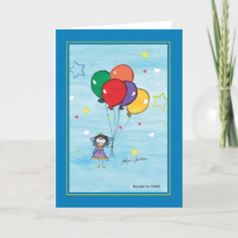 Tarjeta De Agradecimiento Niña con Globos - Arte Infantil para CHOC