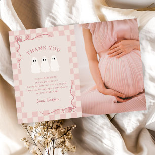 Tarjeta De Agradecimiento Niña de Halloween Little Boo Fantasma Baby Shower