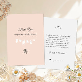 Tarjeta De Agradecimiento Niña Minimalista Peach Light Shower