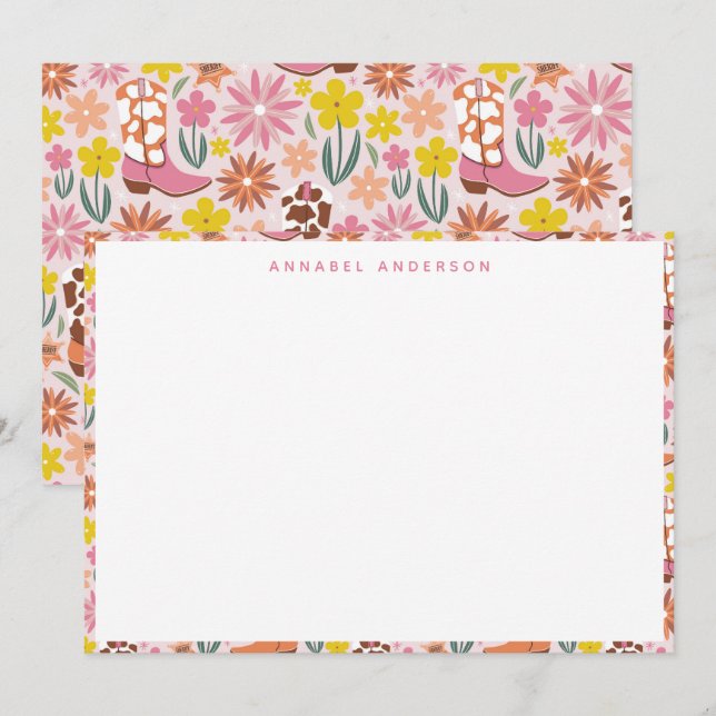 Tarjeta De Agradecimiento Niña rosa occidental bota frontera personalizada (Anverso / Reverso)