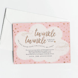 Tarjeta De Agradecimiento Niñas de Twinkle Twinkle Little Star Rosa Baby Sho