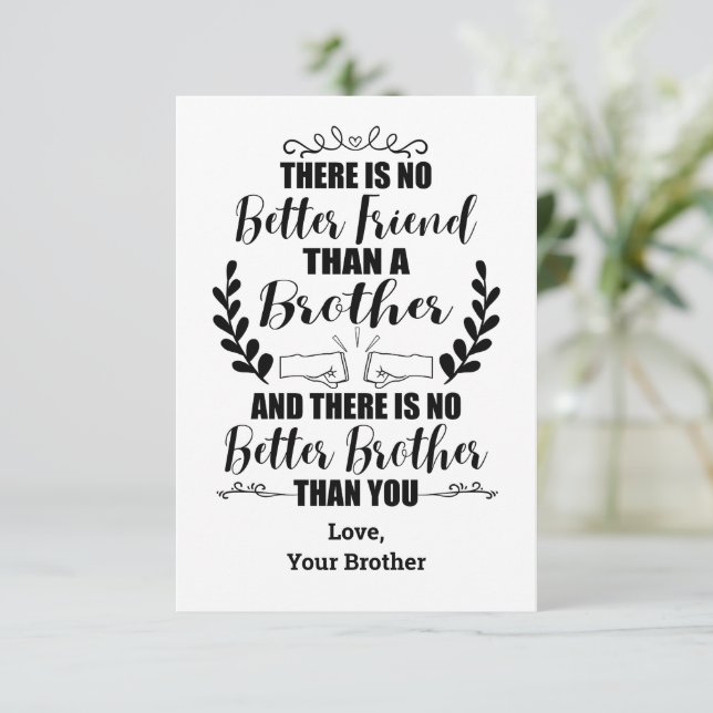 Tarjeta De Agradecimiento Ningún Mejor Amigo Que Un Hermano No Mejor Hermano (Anverso de pie)