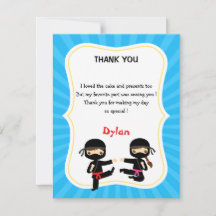 Tarjeta de agradecimiento Ninja - Cumpleaños infan