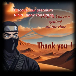 Tarjeta de agradecimiento Ninja de cómic de Manga