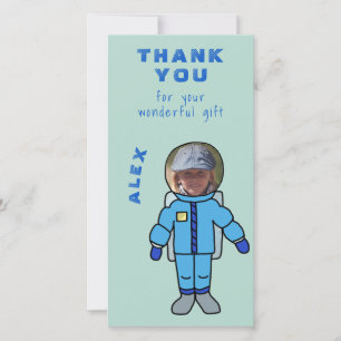 Tarjeta De Agradecimiento Niño Astronauta Gracias Inserta tu Rostro