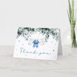 Tarjeta De Agradecimiento Niño azul Navidades Santa Baby Baby Shower
