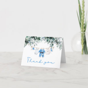 Tarjeta De Agradecimiento Niño azul Navidades Santa Baby Baby Shower