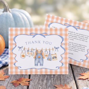 Tarjeta De Agradecimiento Niño Calabacita Otoño Baby Shower