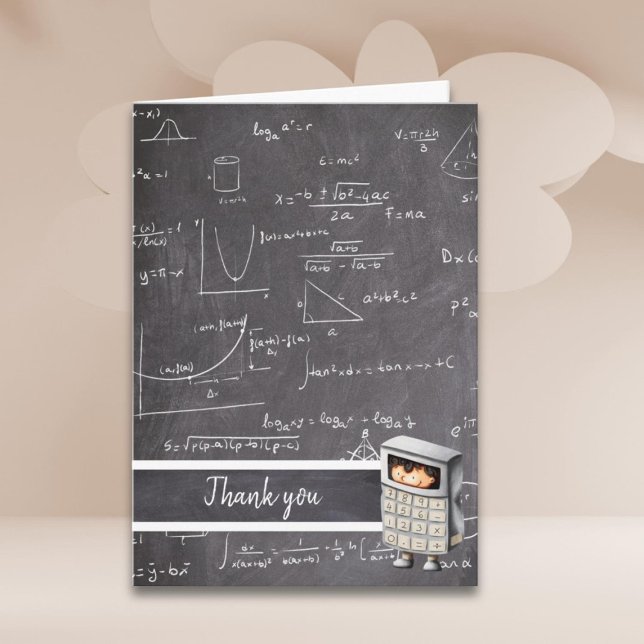 Tarjeta De Agradecimiento Niño calculador de ecuaciones matemáticas blancas  (Subido por el creador)
