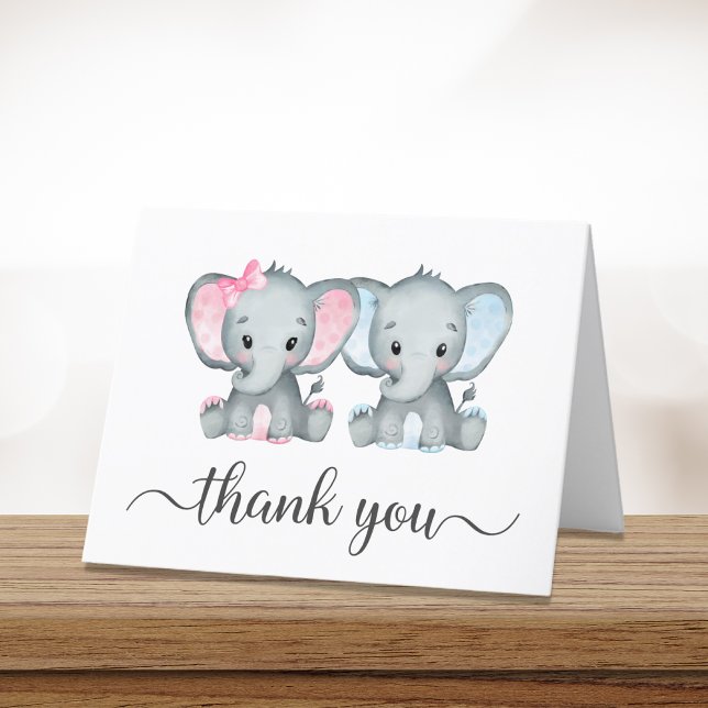 Tarjeta De Agradecimiento Niño Chica elefante lindo twitter Baby Shower (Subido por el creador)