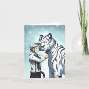 Tarjeta De Agradecimiento Niño con Tigre Blanco
