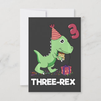 Tarjeta De Agradecimiento Niño De 3 Años Cumpleaños Niño Dinosaurio Tres Rex