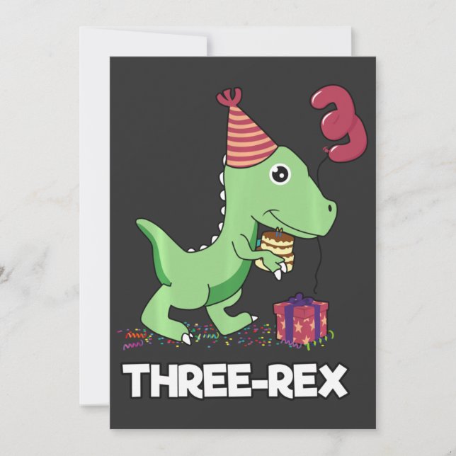 Tarjeta De Agradecimiento Niño de 3 años de edad dinosaurio tres niños de se (Anverso)