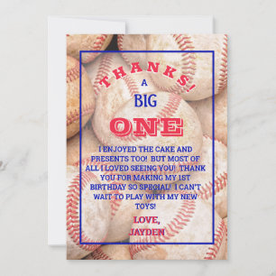 Tarjeta De Agradecimiento Niño de béisbol de cumpleaños 1