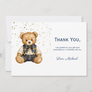 Tarjeta De Agradecimiento Niño de oso de peluche azul Cumpleaños Gracias